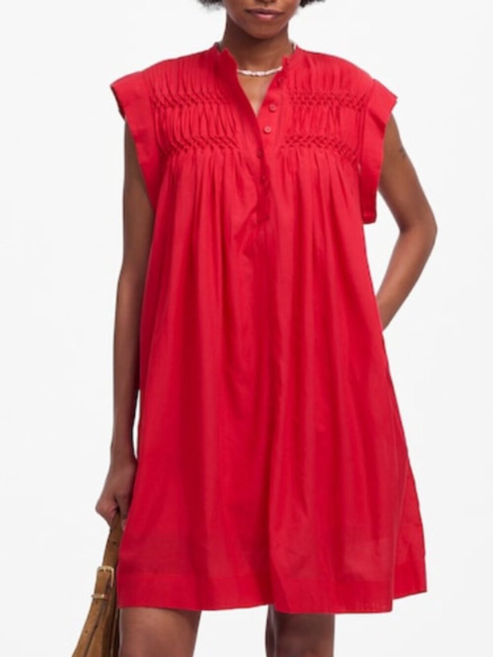 NWT! MADEWELL Embroidered Pleated Mini Dress Red Watermelon Size XS